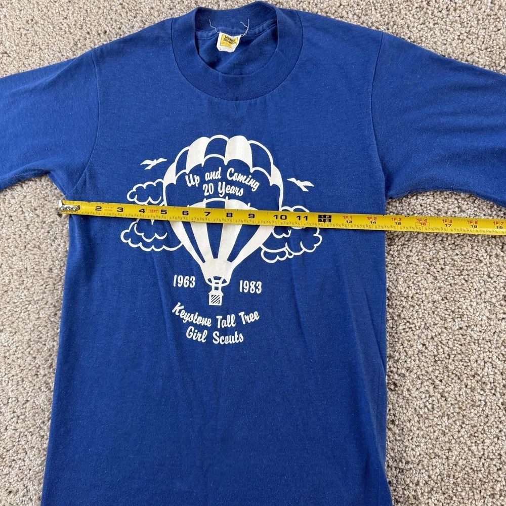 Vintage 80s Girl Scouts Velva Sheen Shirt Mens Small Blue Balloon Tee T-Shirt - Picture 7 of 8